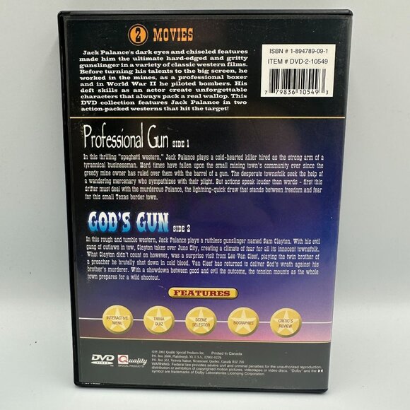 Jack Palance 2 Movie Collection Professional Gun Gods Gun DVD Classic Westerns - Picture 2 of 4